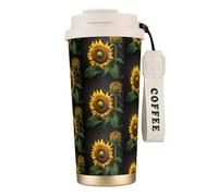 JIUTY Sunflowers in The Weeds - Taza de café de viaje en acero inoxidable 316 con tapa sin fugas y BPA que mantiene el calor y el frío durante horas