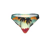 JIUTY Sunrise Tropical Palm Tree Island Print - Calzoncillos de bikini contemporáneos para hombre, ropa interior de talle bajo, moderna, transpirable, estampado único, regalo, Negro, L