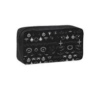 JIUTY Supernatural Symbols - Organizador de artículos de papelería con estampado negro, bolsa grande de poliéster con cremallera suave para adolescentes, escuela, viajes de trabajo