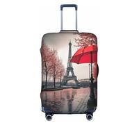 JIUTY Torre Eiffel con estampado de paraguas rojo, funda de maleta grande elástica con impresión de doble cara, mantiene el equipaje cerrado, White, S
