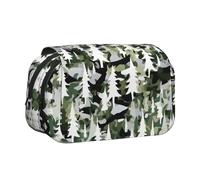 JIUTY White Trees - Estuche para lápices con estampado de camuflaje de gran capacidad, bolsa de papelería para niños con doble capa para escuela, oficina, universidad, Black, Talla única, Organizador