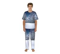 JIUTY Winter Snow Falling In The Park - Conjunto de ropa para el hogar para hombre, camiseta de cuello redondo, pantalones relajados, pijamas estampados, regalos para padres hermanos, Negro, XL