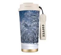 JIUTY Winter Snow Falling in The Park - Taza de café de viaje en acero inoxidable 316 sin fugas y tapa sin BPA que mantiene el calor y el frío durante horas