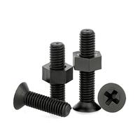 jiuxinyun 20-50set M2 M2.5 M3 M4 M5 M6 Juego de Tuercas de Tornillo de Dos Piezas de Nailon Negro Juego de combinación de Tuercas hexagonales de Perno de Cabeza Plana avellanada Cruzada(30sets,M3x6)