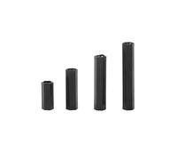 jiuxinyun 50 unids/Set M2 25mm/20mm/15mm/10mm Negro Hexagonal Separador de Nailon Columna Cabeza Plana Doble Paso Nylon plástico espaciado Tornillos Tuercas(20mm)