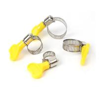 jiuxinyun Abrazaderas de Manguera de plástico Amarillas Ajustables con Giro Manual, de 1 a 5 Piezas, con sinfín, de 8 a 32 mm, de Acero Inoxidable, con Forma de Mariposa, for Tubos(32-44mm (5pcs))