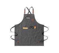 jiuzcare Delantal de Barbacoa 68x76cm con Correa Cruzada Ajustable Delantales de Cocina con 3 Bolsillos Delantale para Mujeres Hombres Masterchef para Jardinería Restaurante Barbacoa Hornear, Gris