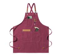 jiuzcare Delantal de Barbacoa 68x76cm con Correa Cruzada Ajustable Delantales de Cocina con 3 Bolsillos Delantale para Mujeres Hombres Masterchef para Jardinería Restaurante Barbacoa Hornear, Rosa