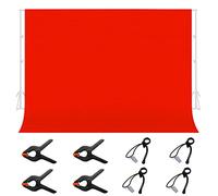jiuzcare Fondo de Fotográfico Estudio, 3 x 2M Backdrop para Fotografía Pantalla 100% Poliéster Fondo Antiarrugas,Lavable con 4 Pinzas de Estudio y 4 Pinzas de Fondo, Rojo