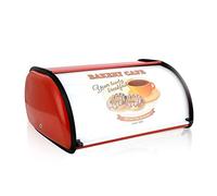 jiuzcare Panera de diseño retro de acero inoxidable para guardar pan, panera con tapa, caja de pan con tapa, caja de pan de metal retro con rollo superior de pan grande de lujo, 14 l, [rojo]