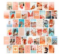 jiuzcare Tarjetas Decorativas de Papel, Set de 50 Postales Decorativas en Tonos Melocotón Tropical Aesthetic para Decoración de Pared, Habitación, Dormitorio y Collage de Pared, Decoración Tropical