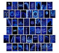 jiuzcare Tarjetas Decorativas de Papel, Set de 50 Postales Decorativas Estilo Azul Neón Aesthetic para Decoración de Pared, Habitación, Dormitorio y Collage de Pared, Decoración de Habitación Azul