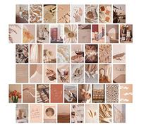 jiuzcare Tarjetas Decorativas de Papel, Set de 50 Postales Decorativas Estilo Beige Minimalista Aesthetic para Decoración de Pared, Habitación, Dormitorio y Collage de Pared, Decoración Elegante