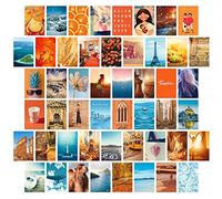 jiuzcare Tarjetas Decorativas de Papel, Set de 50 Postales Decorativas Estilo Naranja y Azul Paisaje Aesthetic para Decoración de Pared, Habitación, Dormitorio y Collage de Pared, Decoración Natural