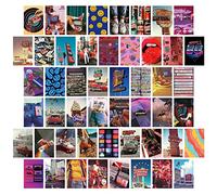 jiuzcare Tarjetas Decorativas de Papel, Set de 50 Postales Decorativas Estilo Retro 80s Colorido Aesthetic para Decoración de Pared, Habitación, Dormitorio y Collage de Pared, Decoración Vintage