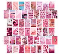 jiuzcare Tarjetas Decorativas de Papel, Set de 50 Postales Decorativas Estilo Rosa Glam Urbano Aesthetic para Decoración de Pared, Habitación, Dormitorio y Collage de Pared, Decoración Rosa Moderna
