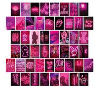jiuzcare Tarjetas Decorativas de Papel, Set de 50 Postales Decorativas Estilo Rosa Neón Urbano Aesthetic para Decoración de Pared, Habitación, Dormitorio y Collage de Pared, Decoración Neón Rosa
