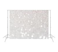 jiuzcare Telón de Fondo Fotográfico de Vinilo 1,5 x 2 m, Fondo Blanco Grisáceo con Efecto Bokeh Impreso, Photocall para Cumpleaños, Bodas, Fiestas, Comuniones, Fotos, Vídeos y Decoración de Eventos