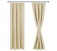 JIUZHEN Cortinas con cinta fruncida, cortinas opacas para salón, cortinas opacas, cortinas térmicas para dormitorio, beige claro, A 200 x An 140 cm, juego de 2