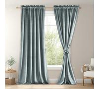 JIUZHEN Cortinas de terciopelo azul piedra de 96 pulgadas de largo para sala de estar, reducción de ruido, bolsillo para cortinero, cortinas de ventana para dormitorio, comedor, 2 paneles, 52 pulgadas