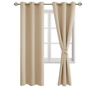 JIUZHEN Cortinas opacas con alzapaños, cortina con ojales, para salón, cortinas opacas contra el frío y el calor del dormitorio, color beige biscotti, 2 unidades, 160 x 106 cm (alto x ancho)
