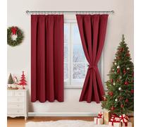 JIUZHEN Cortinas opacas con cinta fruncida, cortinas navideñas, cortinas opacas, cortinas para salón, dormitorio, cortina térmica, roja, 183 x 117 cm, juego de 2 unidades