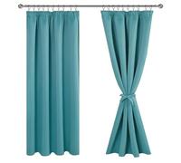 JIUZHEN Cortinas opacas con cinta fruncida, cortinas opacas, cortinas para sala de estar, dormitorio, cortinas térmicas, turquesa, 183 x 167 cm (alto x ancho), juego de 2