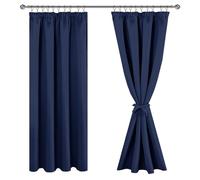 JIUZHEN Cortinas opacas con cinta fruncida, cortinas opacas, cortinas para salón, dormitorio, cortina térmica, azul oscuro, 183 x 167 cm, juego de 2 unidades