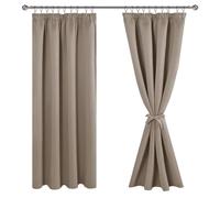JIUZHEN Cortinas opacas con cinta fruncida, cortinas opacas, cortinas para salón, dormitorio, cortina térmica, color topo, 183 x 167 cm, juego de 2 unidades
