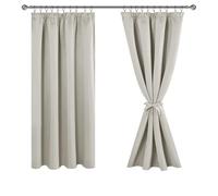 JIUZHEN Cortinas opacas con cinta fruncida, cortinas opacas, cortinas para salón, dormitorio, cortina térmica, gris plata, 145 x 140 cm, juego de 2 unidades