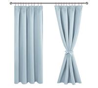 JIUZHEN Cortinas opacas con cinta fruncida, cortinas opacas para salón, dormitorio, cortina térmica, azul claro, 183 x 117 cm, juego de 2 unidades