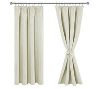 JIUZHEN Cortinas opacas con cinta fruncida, cortinas opacas, para salón, dormitorio, cortina térmica, beige claro, 160 x 140 cm, juego de 2 unidades