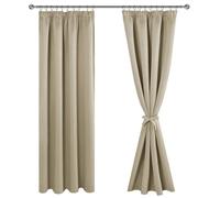 JIUZHEN Cortinas opacas con cinta fruncida, cortinas opacas para salón, dormitorio, cortina térmica, color topo, alto 225 x ancho 140 cm, juego de 2 unidades