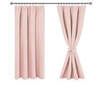 JIUZHEN Cortinas opacas con cinta fruncida, cortinas opacas para salón, dormitorio, cortina térmica, rosa, 137 x 167 cm, juego de 2 unidades