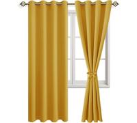 JIUZHEN Cortinas opacas con ojales para dormitorio o salón, color amarillo, 2 unidades, 245 x 140 cm (alto x ancho)
