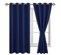 JIUZHEN Cortinas opacas con ojales para dormitorio, salón, color azul oscuro, 2 unidades, 160 x 132 cm (alto x ancho)