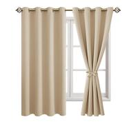 JIUZHEN Cortinas opacas con ojales para dormitorio, salón, color beige, 2 unidades, 175 x 140 cm (alto x ancho)