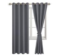 JIUZHEN Cortinas opacas con ojales para dormitorio, salón, color gris, 2 unidades, 245 x 140 cm (alto x ancho)