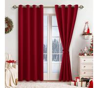 JIUZHEN Cortinas opacas con ojales para dormitorio, salón, color rojo, 2 unidades, 215 x 132 cm (alto x ancho)