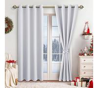 JIUZHEN Cortinas opacas con ojales para dormitorio, salón, gris y blanco, 2 unidades, 200 x 140 cm (alto x ancho)