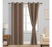 JIUZHEN Cortinas opacas con sujetadores de arrugas JIUZHen, cortinas con ojales, color caqui, para dormitorio o salón, Cappuccino, 2 piezas, 228x117cm(AlturaxAncho)