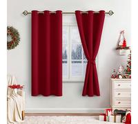 JIUZHEN Cortinas Opacas Cortinas Ventanas con Proteccion Solar, con Ojales para Dormitorio o Salón, Color Rojo, 2 Unidades, 160 x 106 cm (Alto x Ancho)