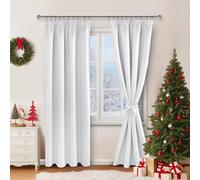 JIUZHEN Cortinas opacas de Navidad con cinta fruncida, cortinas opacas, para salón, dormitorio, cortina térmica, color gris blanco, 245 x 140 cm, juego de 2 unidades
