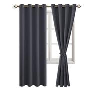 JIUZHEN Cortinas opacas para dormitorio de interior cortinas para cama elegantes y modernas cortinas para ventanas con anillas, 2 paneles gris oscuro 140 x 260 cm