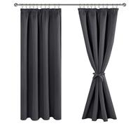 JIUZHEN - Cortinas opacas para riel (2 unidades, aislante térmico, antirrayos UV, doble cortina, decoración de bloqueo de luz, para salón, dormitorio, 140 x 175 cm), color gris oscuro