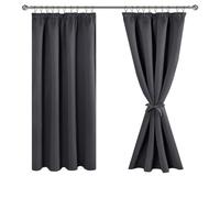JIUZHEN Cortinas opacas térmicas, oscuras, gris, H 137 x W 117 cm, juego de 2, dormitorio, salón, multiusos