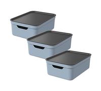 Jive Dekobox Lote de 3 cajas de 10l con tapa, Plástico (PP reciclado), 10l (37.5 x 27.8 x 13.5 cm)