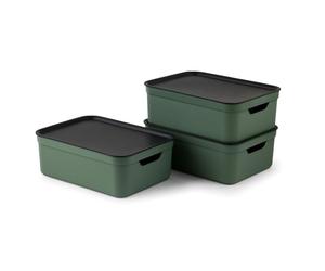 Jive Dekobox Lote de 3 cajas de 10l con tapa, Plástico (PP reciclado), 10l (37.5 x 27.8 x 13.5 cm)