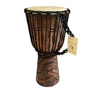 JIVE Djembe - Tambor africano de madera de caoba maciza tallada en profundidad, calidad profesional, 40,6 cm de alto