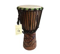 JIVE Djembe - Tambor africano de madera de caoba maciza tallada en profundidad, calidad profesional, 40,6 cm de alto